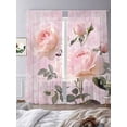 thumbnail image 3 of Romantic Pink Roses Sheer Curtains 84 Inch Length 2 Panels Set, Watercolor Botanical Floral Voile Window Treatment Rod Pocket Curtains Sheers Drapes for Bedroom/Living Room/Kitchen 52"x84"x2, 3 of 7