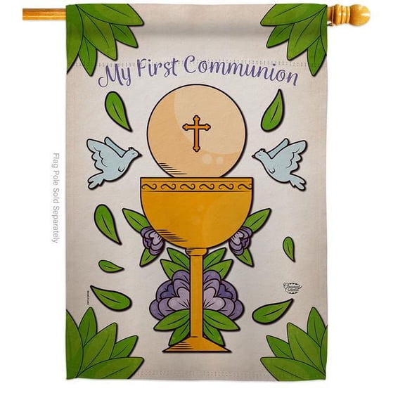 Ornament Collection H190071-BO My Holy Communion Religious Faith Double-Sided Garden Decorative House Flag, Multi Color