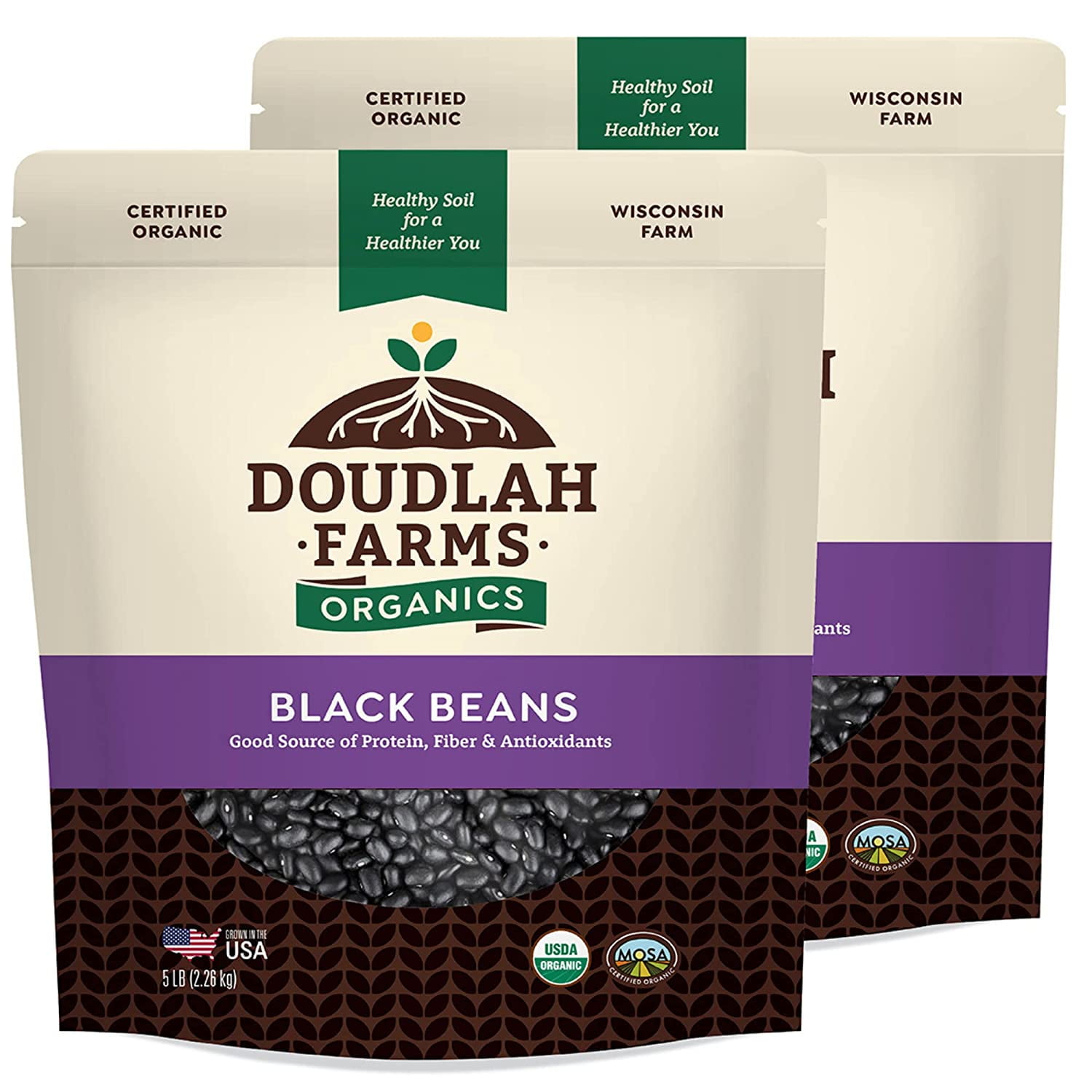 Organic Dried Black Beans 5lb Bulk by Doudlah Farms Farmed From