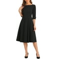 thumbnail image 1 of INSPIRE CHIC Vestido Vintage de Manga 3/4 para Mujer, Elegante con Cuello Barco, Vestido para Trabajar, Tendencia XS Negro, 1 of 6