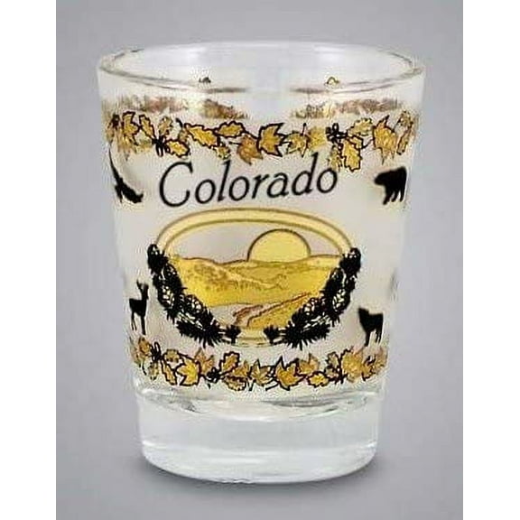 Colorado Wildlife w/Gold and Black Shot Glass
