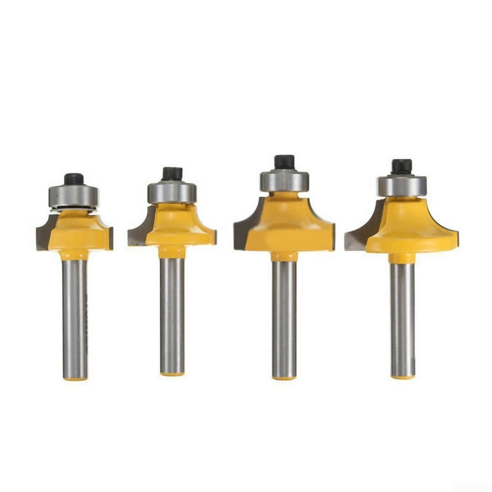 4pcs/set 1/4Inch Shank Round Over Bead Edge Forming Router Bit 1/2 3/8 1/4 1/8