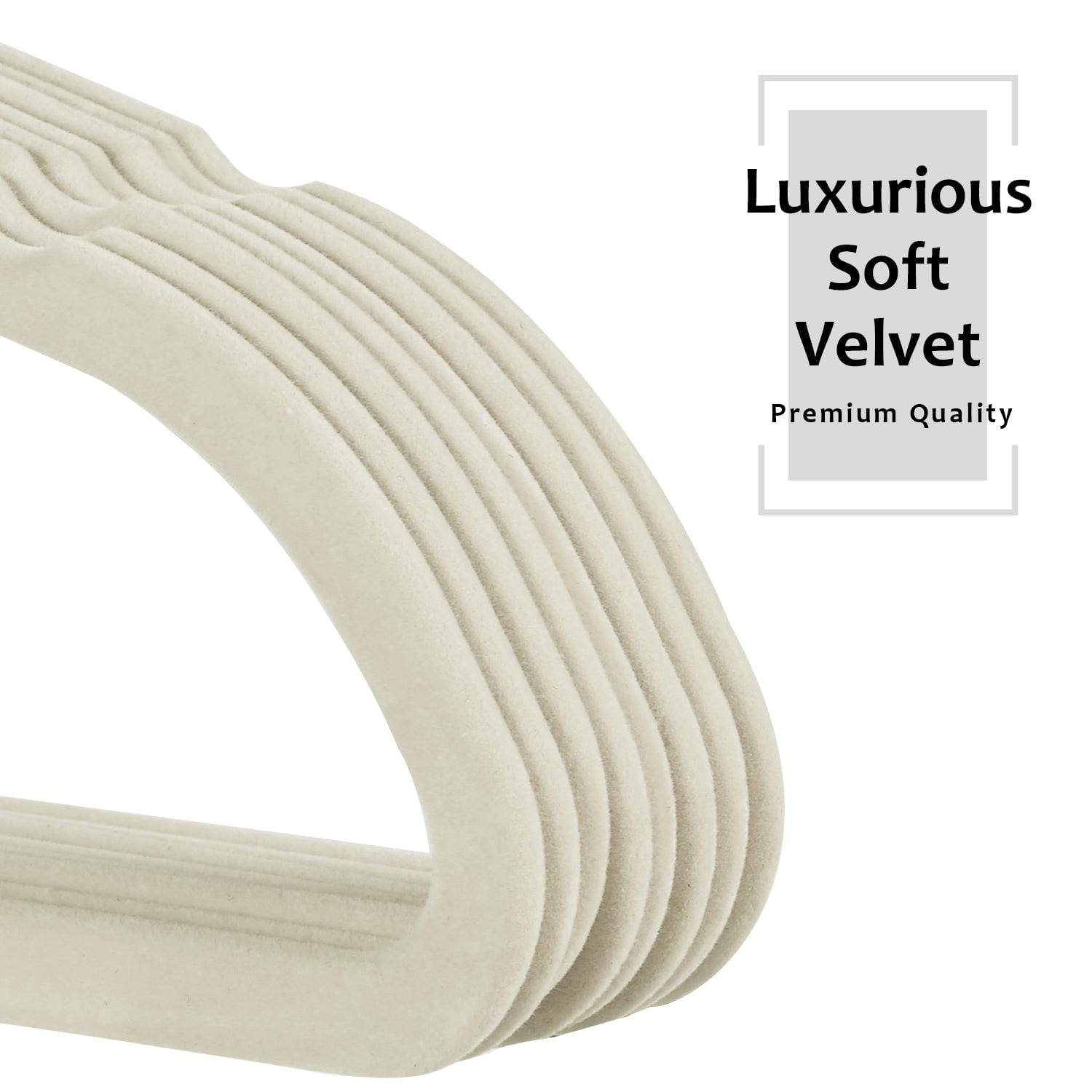 VECELO 100 Pack Velvet Non-Slip Heavy Duty Adult Hangers with 360° Swivel Hook, Ultra-Thin Space Saving Clothes Organizer for Coats Shirts Dresses Closet Storage-Beige