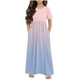 thumbnail image 2 of Robe Décontractée à Manches Courtes Col Rond avec Poches pour Femmes et Filles, 2 of 5