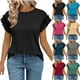 thumbnail image 1 of Blusa para mujer,Top de encaje para mujer, manga corta, cuello redondo, mezcla de nailon y elastano, ropa informal para el hogar, sopatenor, 1 of 8