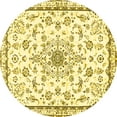 thumbnail image 1 of Ahgly Company Machine Washable Indoor Round Medallion Yellow Traditional Area Rugs, 3' Round, 1 of 4