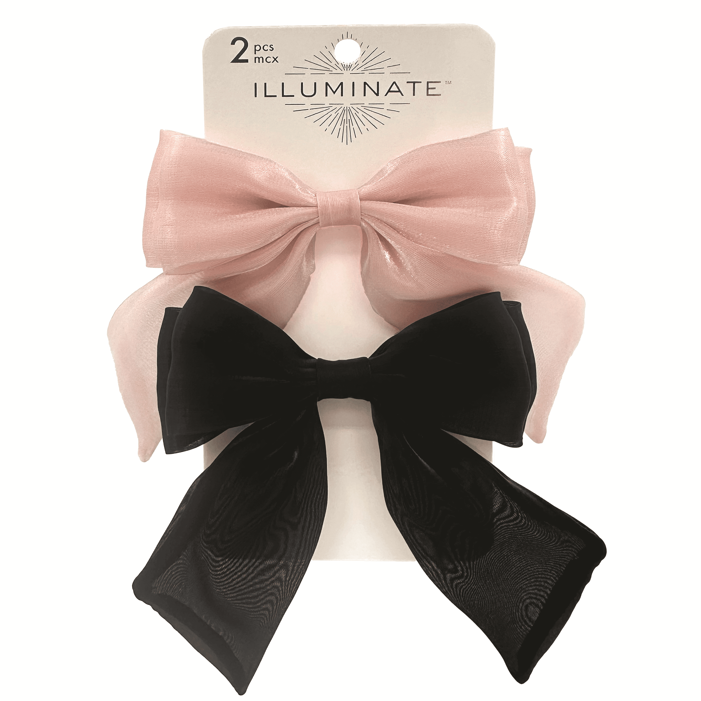 Illuminate Bow 2ct Pink. Black, Illuminate 2 ORGANZA BOWS