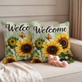 thumbnail image 2 of Sunflower Outdoor Waterproof Pillow Covers, Summer Botanical Floral Sage Green Plaid Decorative Square Throw Pillowcase Sofa Cushion Sham for Patio/Couch/Chair, 26"x26" 2 Pack, 2 of 8