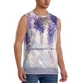 thumbnail image 2 of Bingfone Lavender Blooms Window Pattern Men's Tank Tops Workout Sleeveless Tee Shirts Running Beach Tanks for Men-Medium, 2 of 7