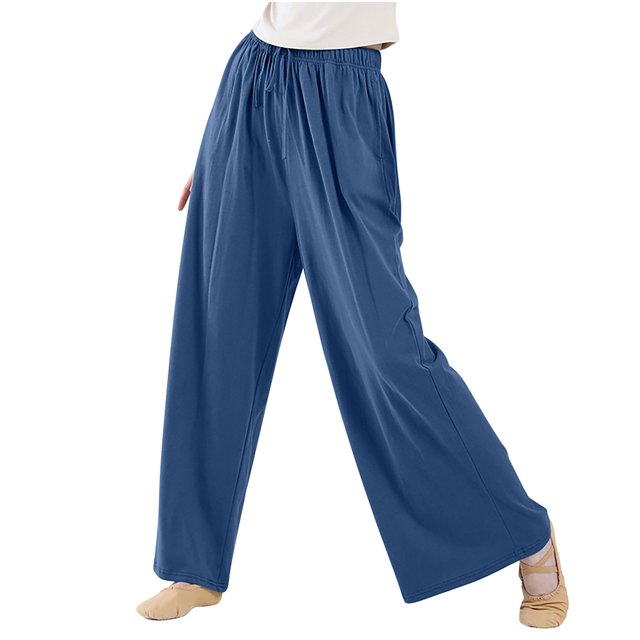 AherBiu Yoga Pants for Women Wide Leg Drawstring Elastic High Waisted Dancing Pants with Pockets