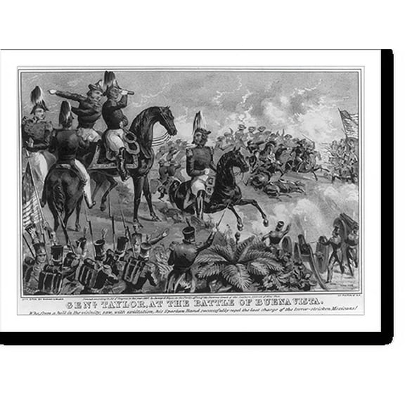 Historic Print, Genl. Taylor, at the Battle of Buena Vista.lith. & pub. by Sarony & Major, N.Y., 16" x 20"
