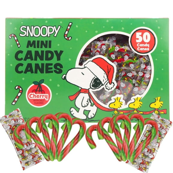 Mini Cherry Flavored Candy Canes, Individually Wrapped, 50 Count for Christmas