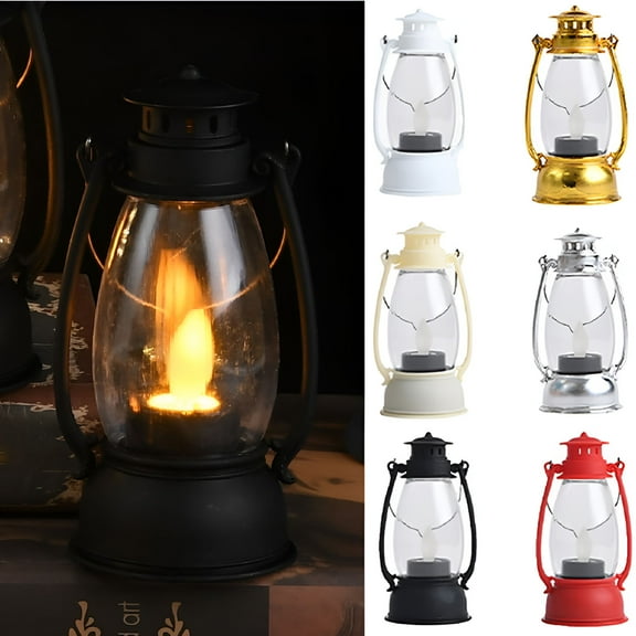 ACDANC Retro Antique LED Oil Lamp Hurricane Miners Lantern, Vintage Decorative Candle Lantern with LED Flicke Flameless Candle, Indoor Hanging Lantern LED, Decorative Lanterns