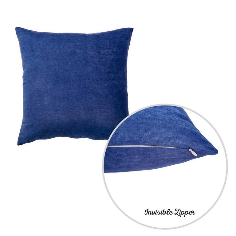 Set Of 2 Aqua Blue Brushed Twill Decorative Throw Pillow Covers