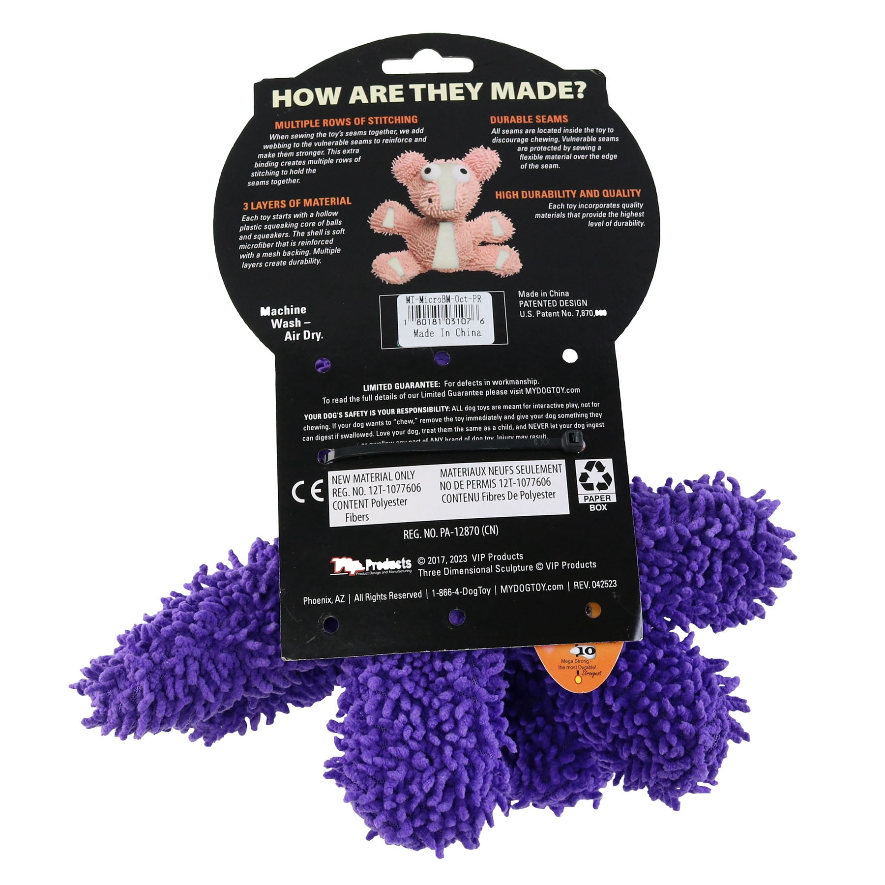 Mighty Microfiber Ball Med Octopus, Durable Squeaky Dog Toy