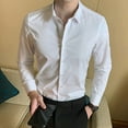 thumbnail image 3 of Men Business Shirt Button Placket Long Sleeve Lapel Solid Color Single-breasted Warm Soft Cardigan Plus Size Spring Shirt Men Clothes, 3 of 8