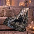 thumbnail image 5 of Black Bear Family by Forest Stream and Waterfall, Serene Wildlife Art for Bear Lovers, Warm Flannel Blanket for Cabin and Lodge, Father's Day Gift, Rustic Home Decor, 5 of 7