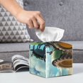 thumbnail image 4 of Kdxio Green Tractor Field Print Tissue Box Cover,Square Decorative PU Leather Facial Paper Case Organizer Holder Dispenser for Bathroom,Night Stands,Desk,Car 5.2''X5.2''X5.2'', 4 of 6