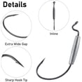 thumbnail image 2 of 15 Pack Weighted EWG Hooks Weighted Worm Swimbait Hooks Bass Fishing Inline Extra Wide Gap Texas Rig Carolina Rig 3/0, 2 of 7