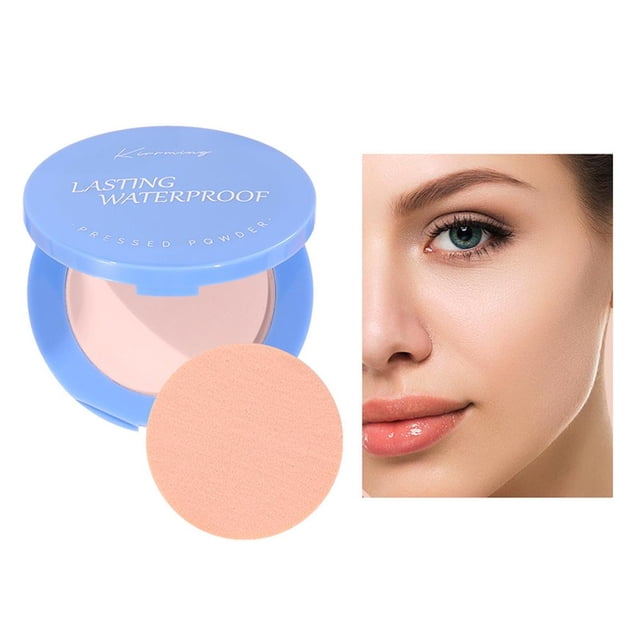 Flawless Finish Setting Powder Compact for Long-lasting Waterproof Oil Control, Matte Concealer & Face Makeup, 10g Light Beige Tone