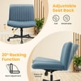 thumbnail image 6 of COOLHUT Office Chair Armless Criss Cross Legged Chair with Wheels, Linen Fabric Comfy Home Office Desk Chairs, Wide Seat Vanity Task Computer Chair, Navy Blue, 6 of 17