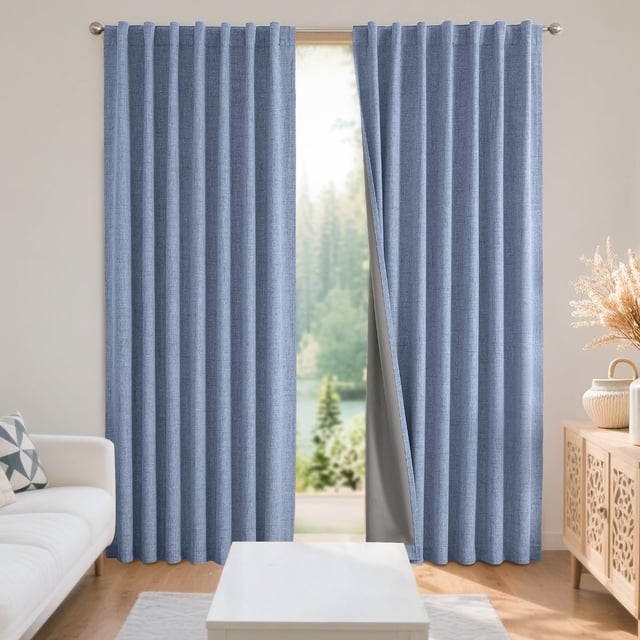 Cortinas opacas Joydeco de lino natural, 72 cm x 183 cm, 2 paneles