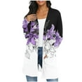 thumbnail image 2 of Amidoa Womens Cardigans Open Front Long Sleeve Long Purple Cozy Lightweight Fall Floral Cardigans Sweaters for Women L, 2 of 7