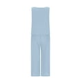thumbnail image 6 of Dazajoo 2 Piece Linen Set for Women Plus Size Crew Neck Tank Tops Matching Wide Leg Capri Pants with Pockets 2025 Summer Beach Vacation Lounge Suits,Light Blue,XXXL, 6 of 9