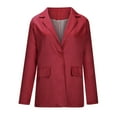 thumbnail image 3 of Blazers for Women Women's Solid Color Button Pocket Recreational Long Sleeve Suit Coat Tops, 3 of 7