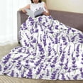 thumbnail image 6 of Honeii Lavender Flowers Print Fleece Blanket - Throw Blanket for Bed, Sofa, Couch, Camping, and Travel , Microplush Ultra Soft Warm Blanket-50"x40", 6 of 7
