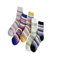 thumbnail image 2 of Wowcloth Women's Rabbit Wool Socks, Thermal Lined Cozy Winter Warmth, Color Blocked Mid-Crew Thermal Socks, Assorted Colors 5-Pack, 2 of 3