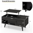 thumbnail image 2 of CRXX Lift Top Coffee Table, Modern Cocktail Table with Hidden Compartment, Open Shelf & Cabinet, Wooden Flip Top Center Table, Pull up Coffee Table for Home Office, Living Room (Black), 2 of 10