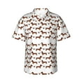thumbnail image 4 of Wukai Dachshund Dog Puppy Men's Hawaiian Shirt Short Sleeve Casual Button Down Summer Beach Aloha Shirt Tropical Print Holiday Party, 4 of 8