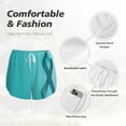 thumbnail image 4 of Picia a Teal Ribbonin Pattern Women's 2 in 1 Athletic Running Shorts High Waisted Workout Casual Gym Sweat Shorts with Comfy Liner Zipper Pockets-Medium, 4 of 7