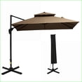 thumbnail image 3 of Patio Umbrella | 10ft Offset Cantilever Outdoor Umbrella, 360 Rotation, Easy Tilt, Cross Base Cover | Brown | Square, 3 of 11