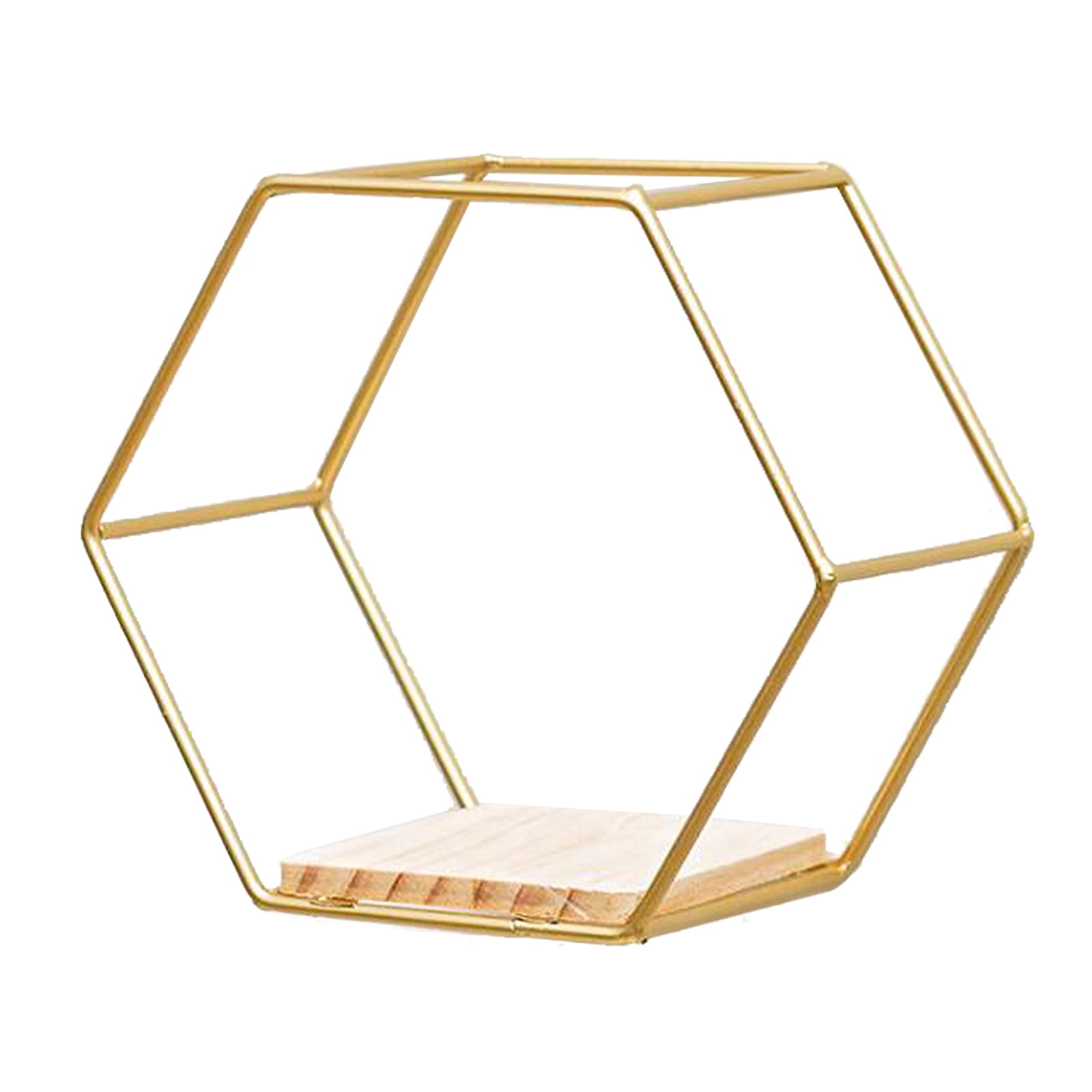 Doolland Corner Floating Shelves Hexagonal Shelf On The Wall Mini With Seamless Nails Gold 17*14