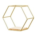 thumbnail image 2 of GadgetVLot Corner Floating Hexagonal Shelf Mini Equipped With Seamless Nails Gold 6.6*5.7*3.7Inch Wrought Iron Bracket, 2 of 14