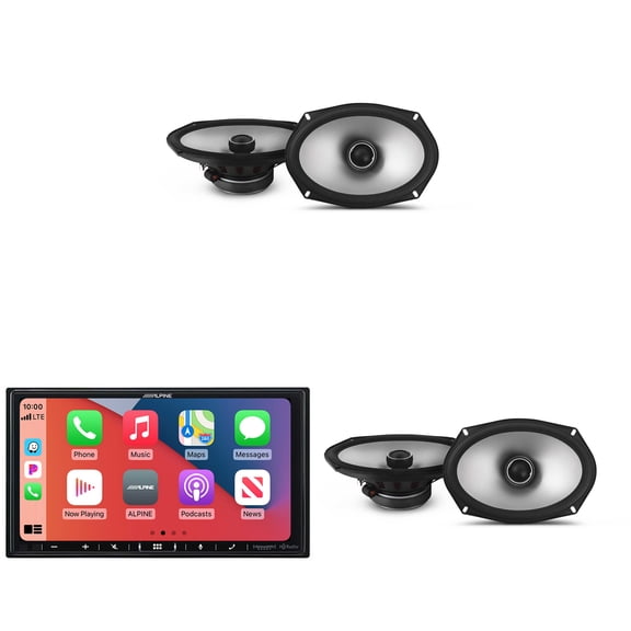 Alpine iLX-407 7-Inch Multimedia Receiver Apple Carplay and Android Auto & 2 Pairs Alpine S2-S69 Type S 6x9 Coax Speakers