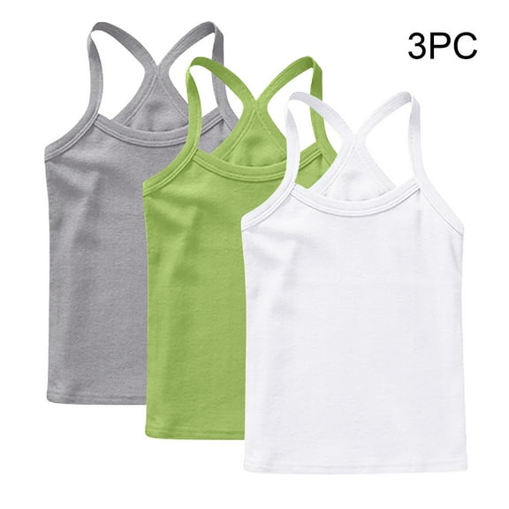 3PC Summer Shirts for Toddler Boys and Girls Fashion Casual Summer Sleeveless Crew Neck Solid Color for 12M-13Y Multicolor