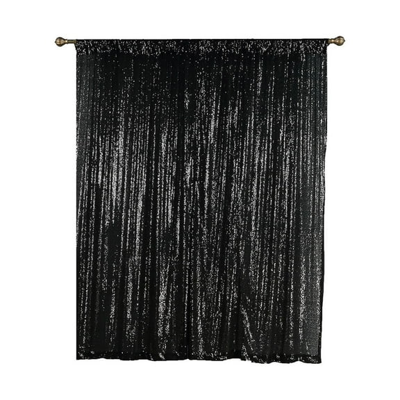 BalsaCircle 52" x 84" Black Sequined Curtains Drapes Panels Window Treatments Decorations