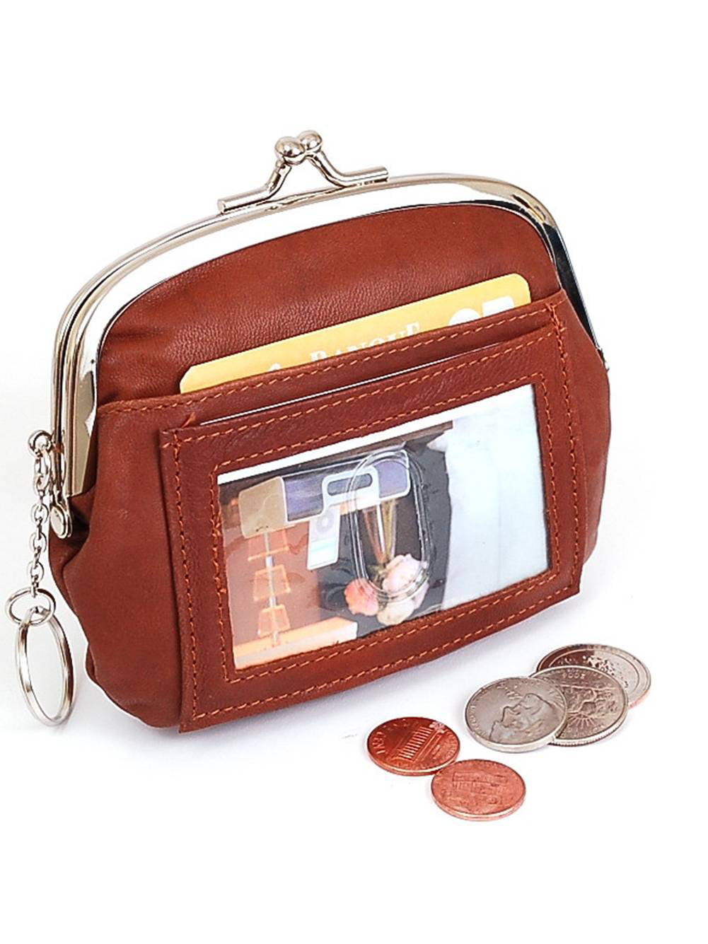 Womens Leather Coin Purse Mini Wallet Metal Frame ID Window Credit Card Case New - wcy.wat.edu.pl ...