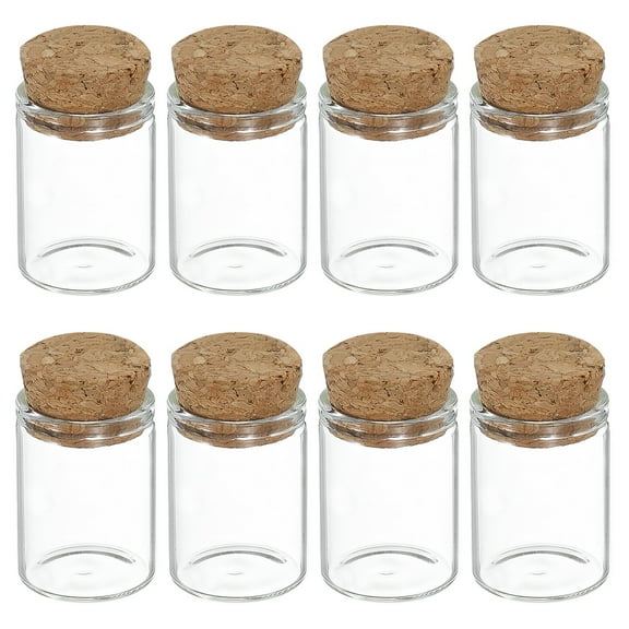 Uxcell 8Pcs Mini Glass Bottles with Cork Stoppers, 5ml Small Clear Bottles Glass Empty Jars Vials for DIY Crafts Party Wedding Decor Favors
