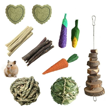 Sofier Rabbit Toys Bunny/ Guinea Pig Toys Natural Timothy Hay Hamster Toys for Teeth Handmade Chews-style:style1;