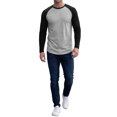 thumbnail image 2 of INSPIRE CHIC Men's Raglan T-Shirt Long Sleeve Crewneck Casual Baseball T-Shirts XL Light Gray, 2 of 6