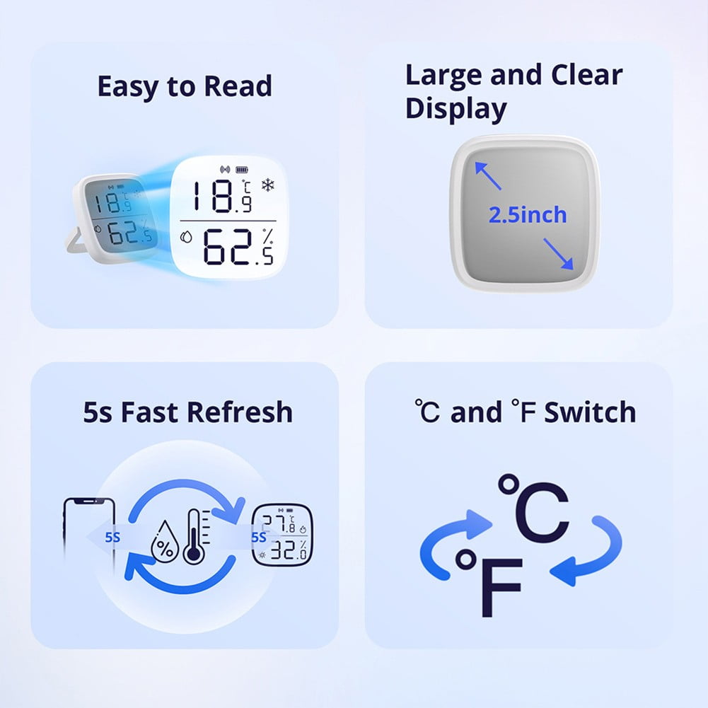 1pc For SONOFF SNZB-02D Wireless LCD Display For Smart Temperature Humidity Sensor