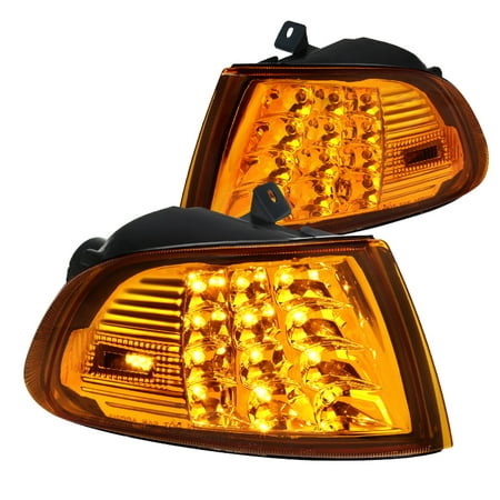 Honda Turn Signal Socket Spec-D Tuning For 1992-1995 Honda Civic 2Dr/3Dr Eg Eh Amber Led Turn Signal Corner Lights (Left+Right) 1992 1993 1994 1995 ()