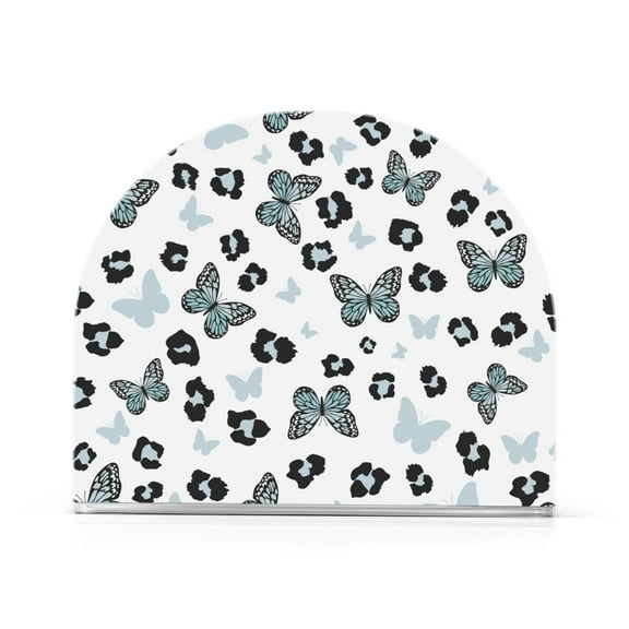 Wild Leopard Blue Butterfly Acrylic Napkin Holder Clear Paper Tissue Dispenser Kitchen Dining Room Bathroom Party Hotel