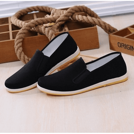 Men Chinese Hollow Out Slip On Canvas Cloth shoes Working Flat Casual ...