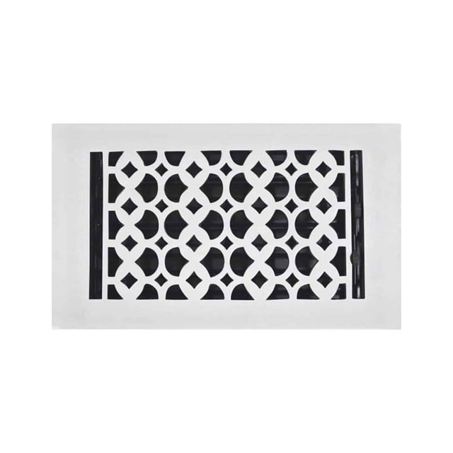 Registre de Ventilation de Sol en Fonte 6′′ x 10′′ – Design Champignon Robuste, Couvercle de Ventilation Fait Main Sans Rouille avec Amortisseur Réglable – Grille HVAC Enduite de Poudre pour Sols et Murs