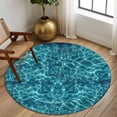 thumbnail image 2 of Round Rug 5Ft Washable Non-Slip, Teal Green Ocean Waves Circle Area Rugs for Living Room Bedroom, Summer Sea Pool Indoor Floor Mats Carpet Runner for Home Decor Aesthetic, 2 of 8